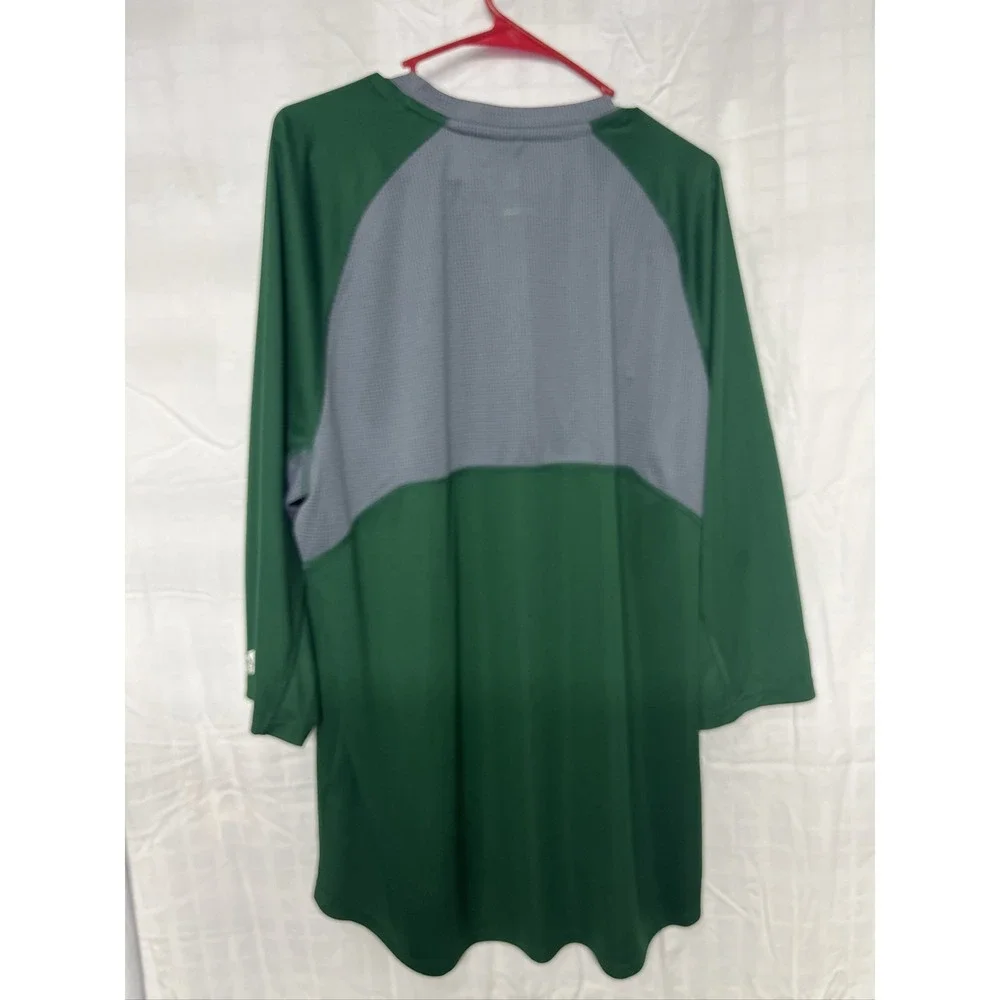 Adidas Climalite Baseball Shirt Mens XL Green Gray Raglan 3/4 Sleeve